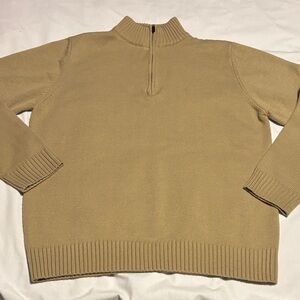 H2H Men’s Tan XL Acrylic Tight Knit 1/4 Zip Pullover Sweater